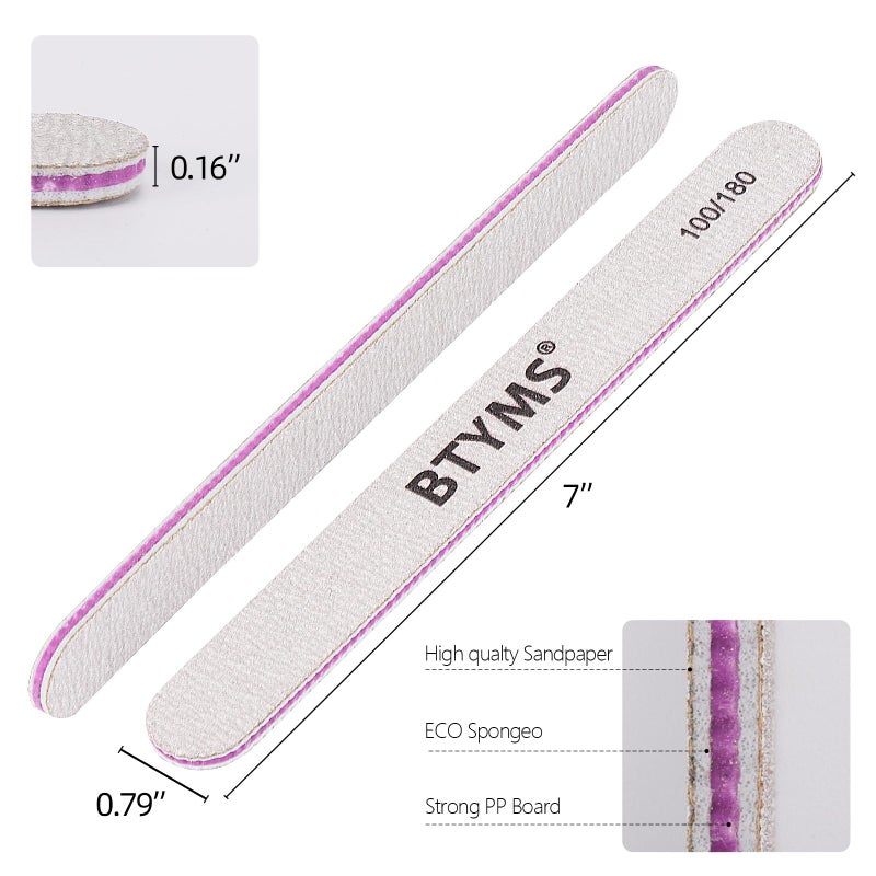 BTYMS 25Pcs Nail Files 100/180 Grit Double Sided Emery Board Nail Buffering Files for Acrylic and Natural Nails - Image 2